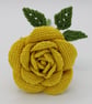 Single stem rose, yellow macrame rose, textile rose