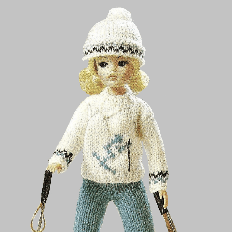 VINTAGE KNITTING PATTERN PDF Ski Set for Doll
