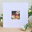 Original Resting Fox with Blue  Mushrooms Watercolour 