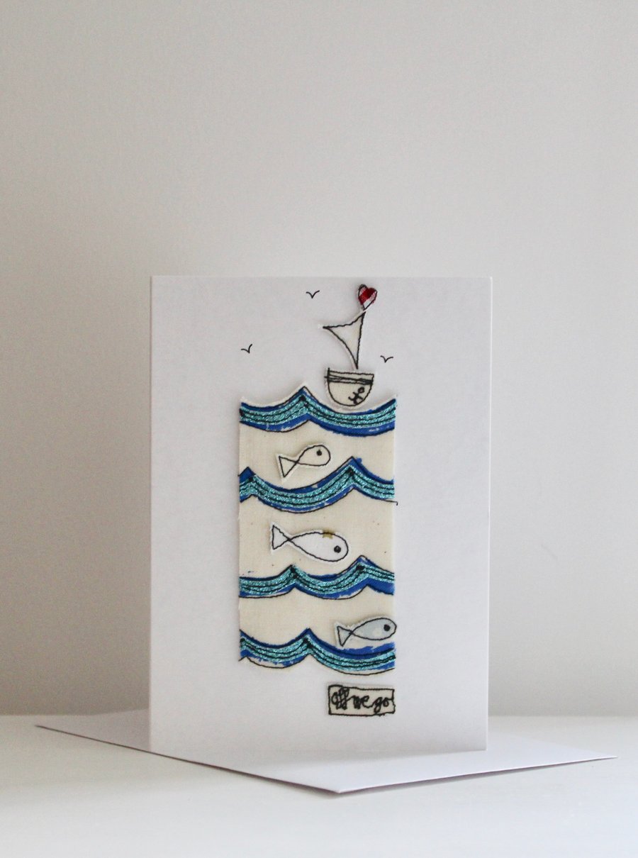 'Off We Go' - Handmade C6 Blank Card
