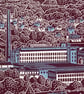 Saltaire two-colour A3 linocut screen-print - Image 8