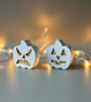 White Pumpkin Decorations - Spooky Halloween Ornaments - Gold Detailing - Image 6