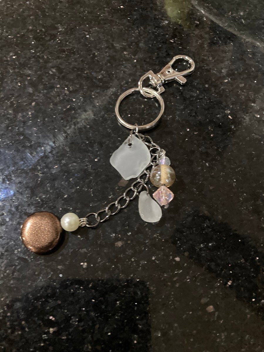 Key ring or bag charm made with Withernsea seaglass