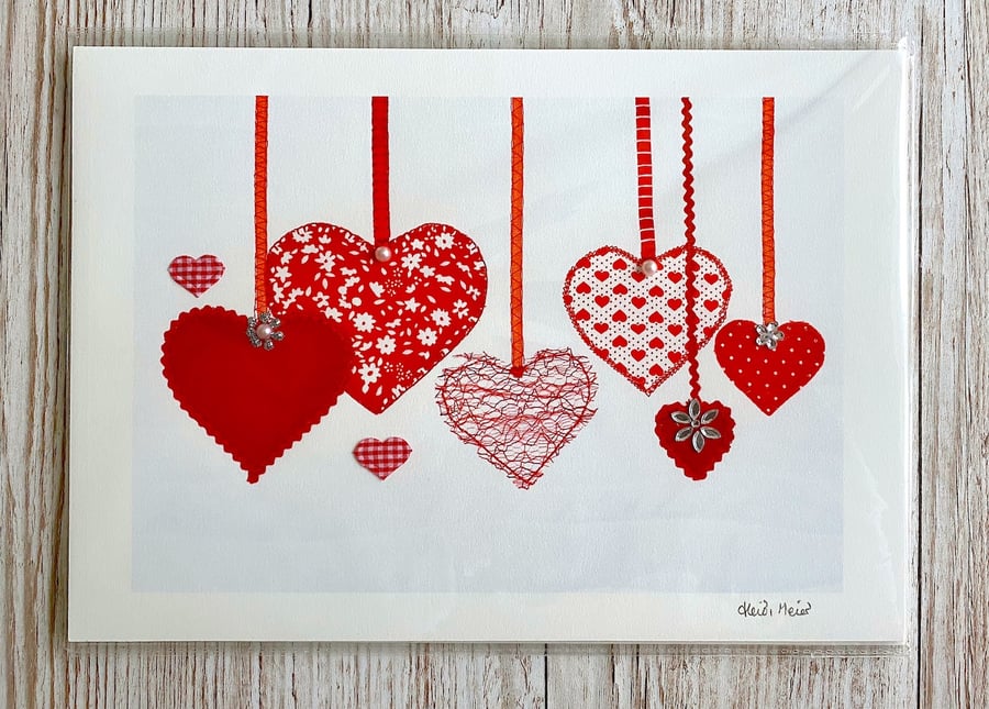 Red Hearts A4 giclee print