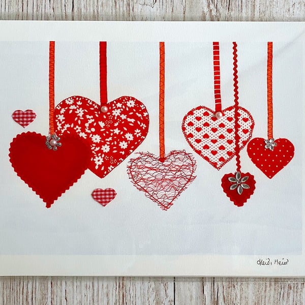 Red Hearts A4 giclee print