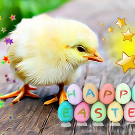 Happy Easter Chick Card A5 