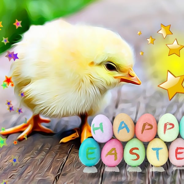 Happy Easter Chick Card A5 