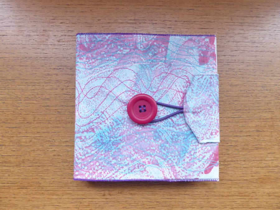 'BUTTON-UP' - Square Sketchbook with removable textile slip cove