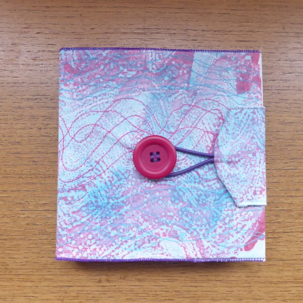 'BUTTON-UP' - Square Sketchbook with removable textile slip cove