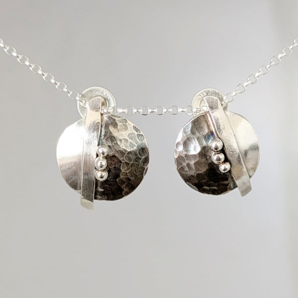 Handmade silver earrings - hammered and oxidised