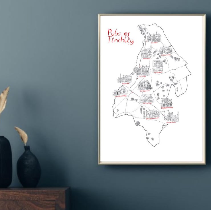 Map of the Pubs of Finchley Hand Drawn Tolkien ... - Folksy