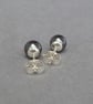 Black Swarovski Pearl Stud Earrings - Simple Everyday Dark Grey Studs - Gifts - Image 2