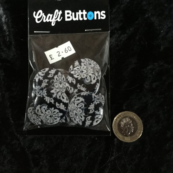 Craft Buttons Dark Navy Blue Paisley (N.26)