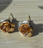 Pretty Gold coloured Rose design earrings. Great present. Metal. - Image 3