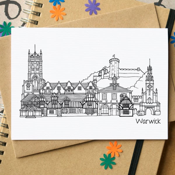 Warwick Skyline Greetings Card