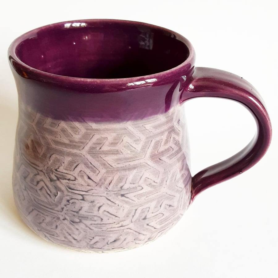Purple Patterned Mug -Hand Thrown Stoneware Ceramic Mug