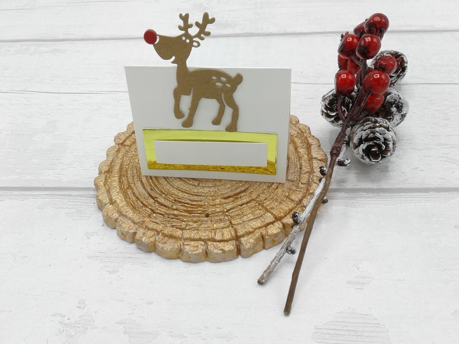 Christmas place settings. 10 luxury Christmas place cards. Rudolph place cards.