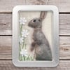 rabbit, fabric rabbit picture framed in tin, gift, ornament