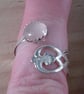 Sterling Silver Upcycled Branch Spoon Handle Ring with Rose Quartz - Image 8