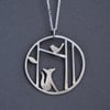 Edge of the woods fox and bird necklace