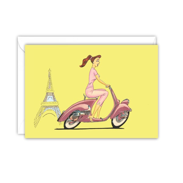 Retro Art Greetings Card, Scooter Life Card For All Occasions