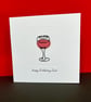 Red Wine Birthday Card - Father's Day Card - Wire Wine Glass