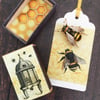 Bee brooch in upcycled vintage matchbox