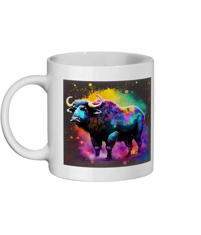 Watercolour Buffalo 2 - Double sided, Bright, Vivid Wildlife Mug