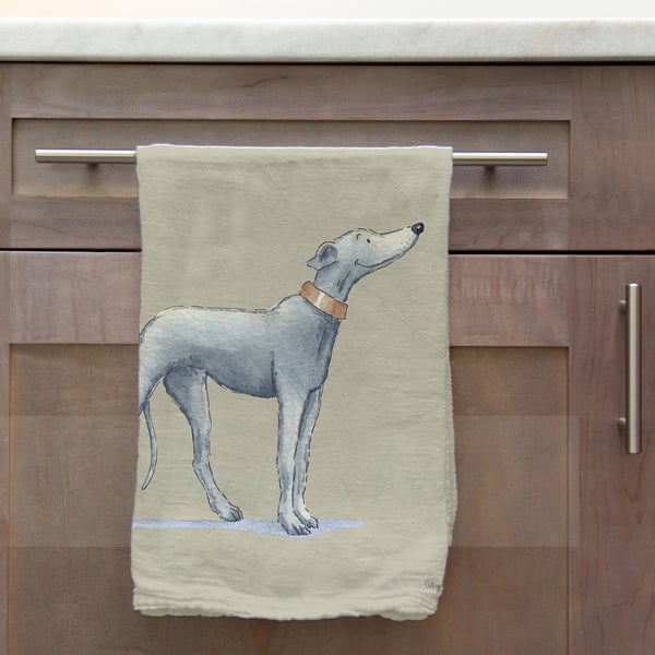 Greyhound Grey Tea Towel