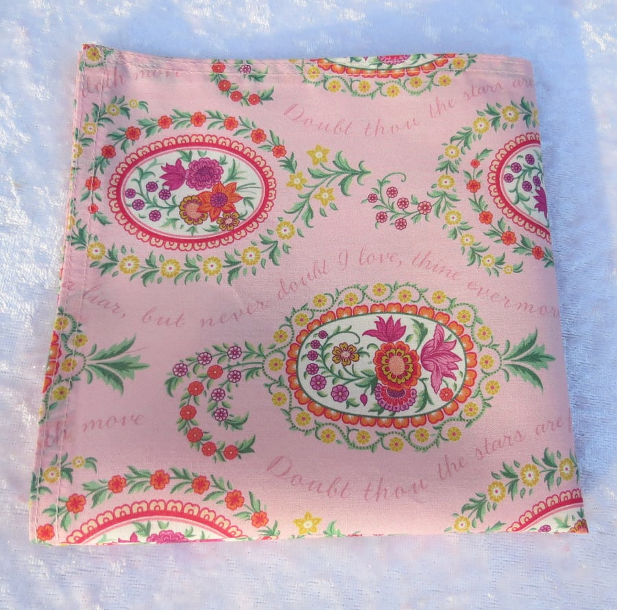 Liberty Tana Lawn handkerchief, floral, Love Poem