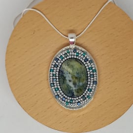 Kiwi Jasper Cabochon Pendant