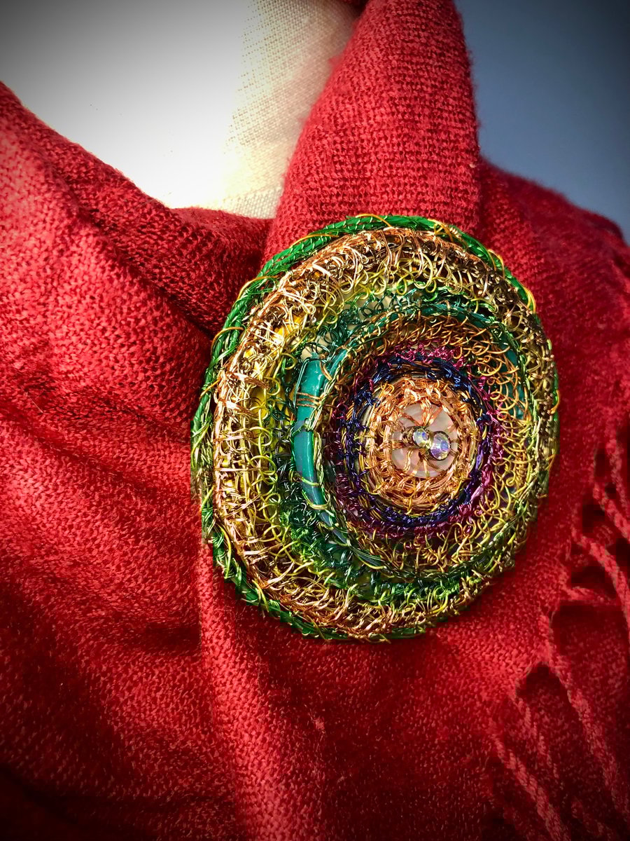 Recycled circle brooch