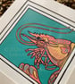 Big Shrimp - Seaside Painted Lino Print - Sealife - Seafood - Painting - Image 8