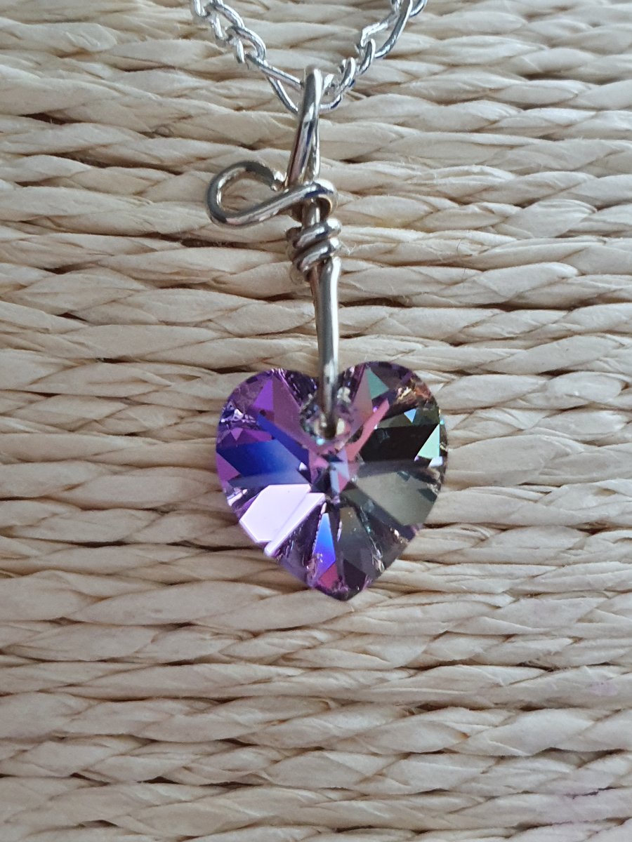  Swarovski Crystal Lilac Heart Pendant Necklace