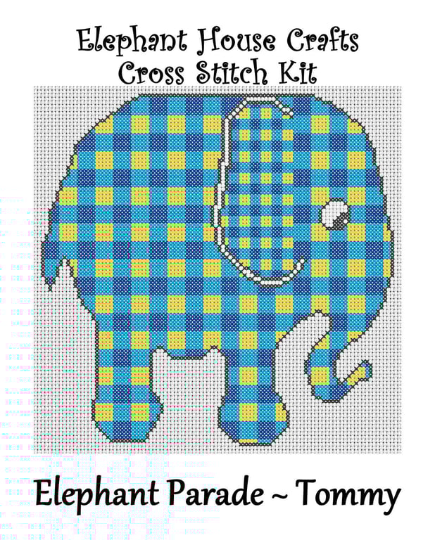 Elephant Parade Cross Stitch Kit Tommy Size Approx 7" x 7"  14 Count Aida
