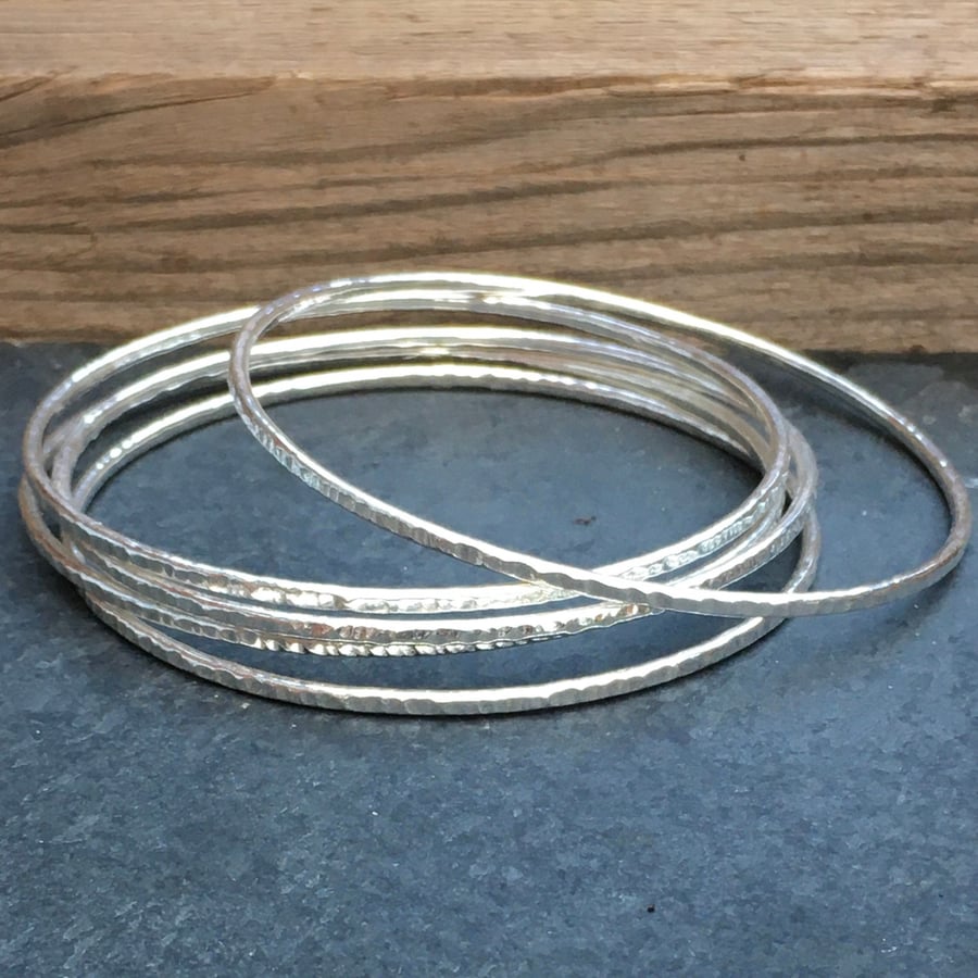 Stacking Sterling Silver Bangle Set 