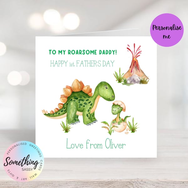 Personalised 1st Father's Day Card - Dinosaurs