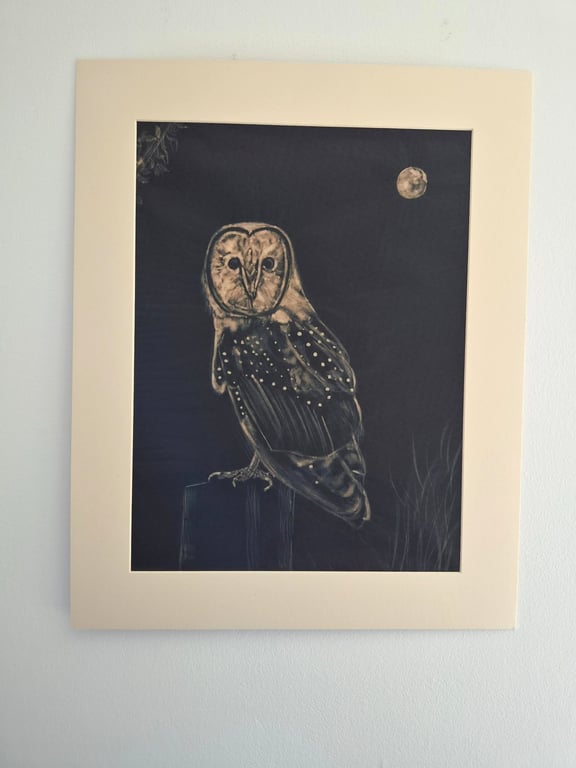 Original Hand-painted Bleach Portrait - Barn Owl