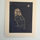 Original Hand-painted Bleach Portrait - Barn Owl