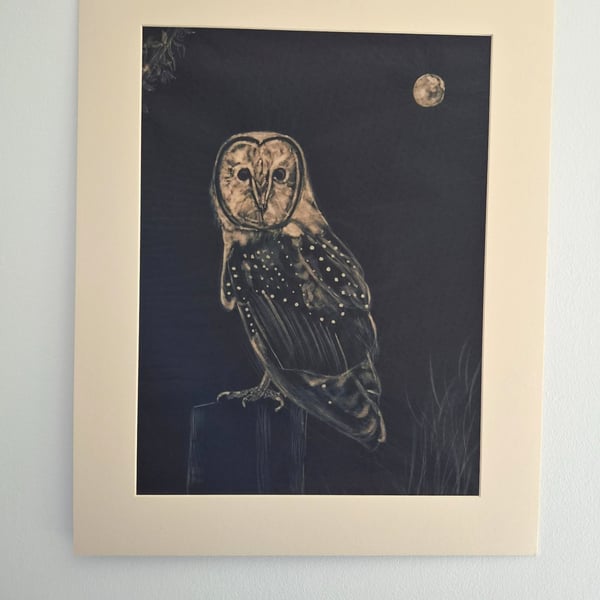 Original Hand-painted Bleach Portrait - Barn Owl