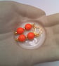 Orange and Gold Bead Earrings, Gift for Her, Orange Earrings, Beaded Earrings  - Image 5