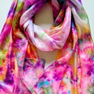 Stunning Hand Dyed Pure Silk Scarf. 'Flower Garden' Perfect For Summer