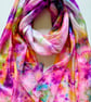 Stunning Hand Dyed Pure Silk Scarf. 'Flower Garden' Perfect For Summer