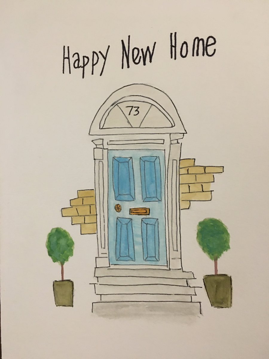 Personalised Hand Painted New Home Card, New House, Watercolour Card