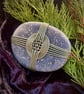 Green Leather Woven Cross Meditation Stone, Japanese Wrapped Rock, Zen Stone - Image 3