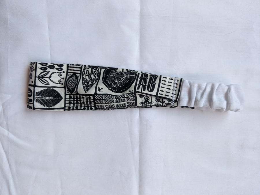 Monochrome black and white patterned hair band, headband