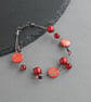 Bright Red Multi-strand Bracelet - Coral Red Three Strand Bracelets - Jewellery - Image 2