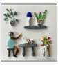 FREE POSTAGE Sea Glass Art - Coastal Cafe Scene with Vintage Sea Pottery