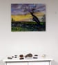 Fen Landscape Oil Painting  Winter Sunrise with Solitary Tree - Image 2
