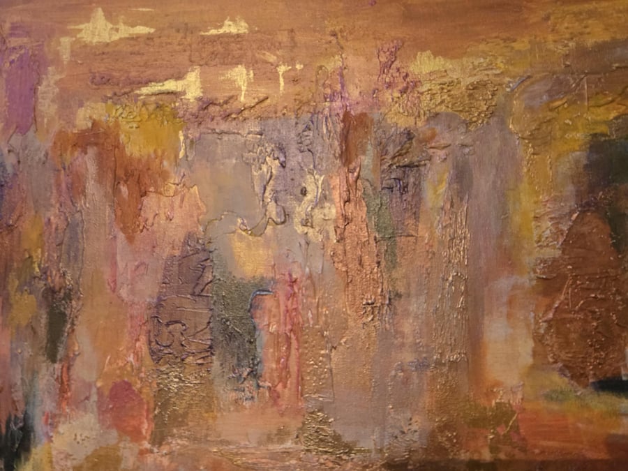 Desert dreams - original abstract acrylic emotional painting on canvas board, te